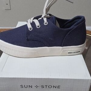 Sun + Stone Dark Blue Canvas Sneakers